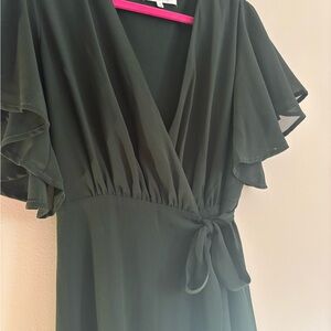 Arbor Deep Green V-Neck Dress